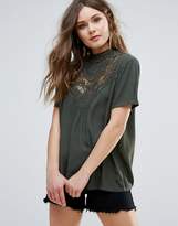 Thumbnail for your product : B.young Short Sleeve High Neck Top With Lace Yoke