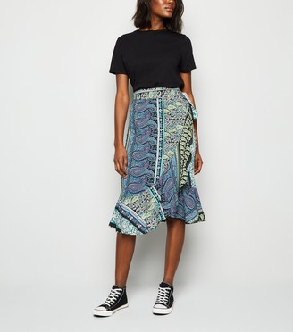 New Look JDY Paisley Midi Wrap Skirt
