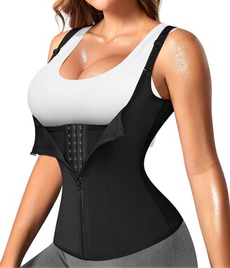 Nebility Women Waist Trainer Corset Zipper Vest Body Shaper Cincher Tank  Top with Adjustable Straps - ShopStyle Shapewear
