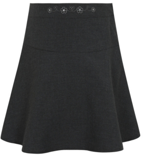 George Girls Grey School Embroidered Skirt