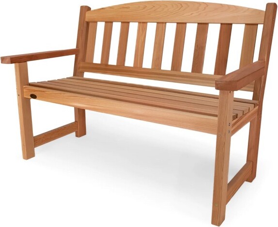 All Things Cedar AllThingsCedar51InchDeluxeCedarWoodenGardenBench,OutdoorSeatingChairwithBackforPatio,Garden,Yard,andLawn,Natural