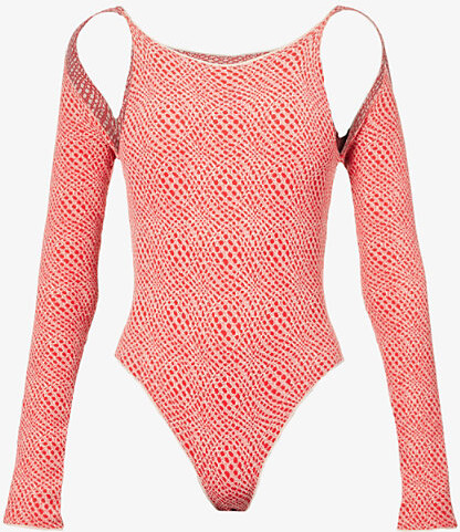 Rui Womens Ruby&ficelle Cut-out Geometric-pattern Stretch-woven