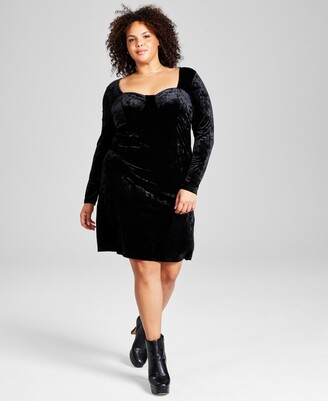 Plus Size Black Velvet Dress