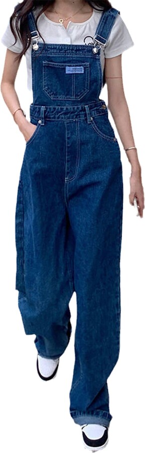 FIVETOSEVEN Denim Jumpsuit Women Baggy Jeans Jumpsuits High Waist