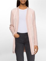 Thumbnail for your product : Calvin Klein Womens Ribbed Knit Suede Cardigan