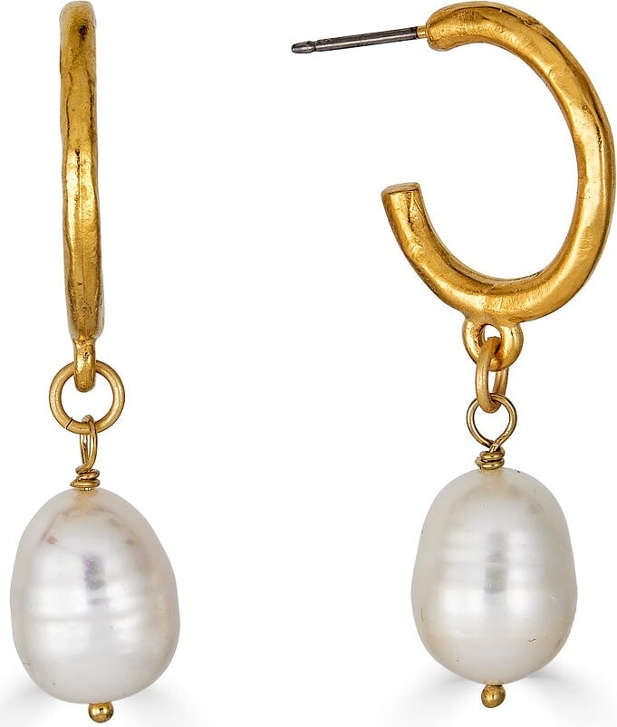 Loni Paul Jewelry Gold / White Baroque Pearl Hoop Earrings