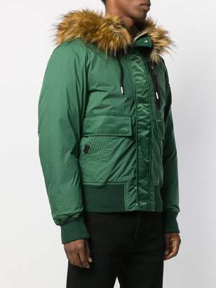 Diesel faux-fur hood padded jacket