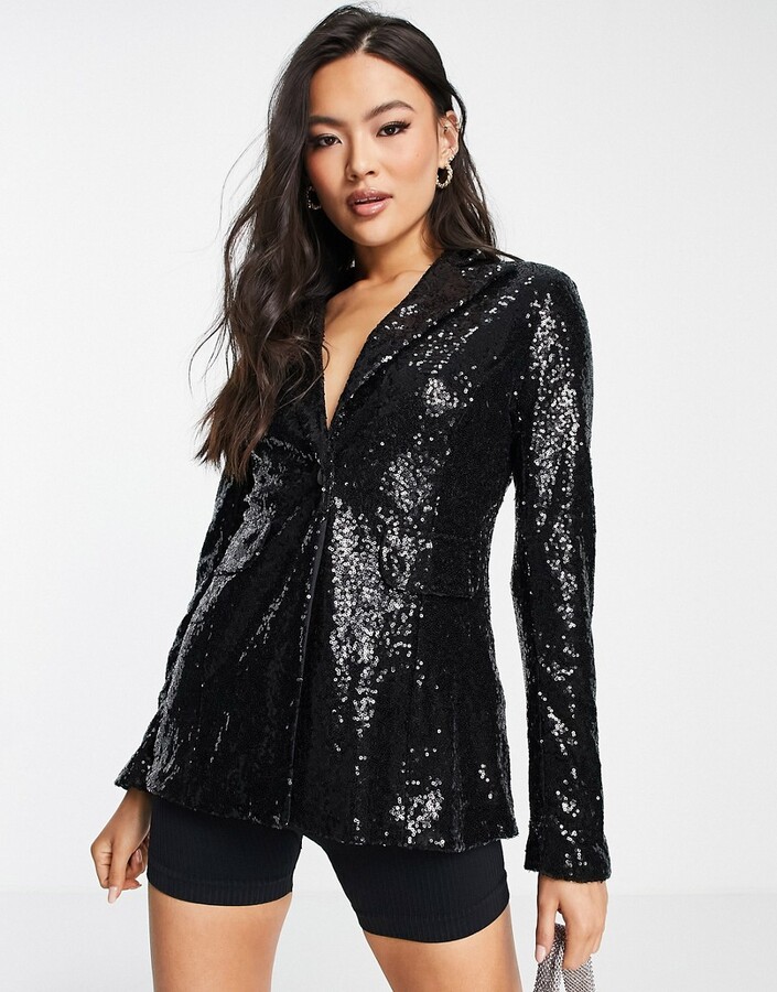 sequin black blazer