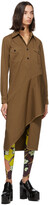 Thumbnail for your product : Dries Van Noten Brown Ruffle Hem Shirt Dress