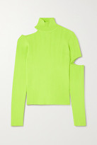 Thumbnail for your product : ANDERSSON BELL Jessica Embellished Cutout Neon Cable-knit Turtleneck Sweater