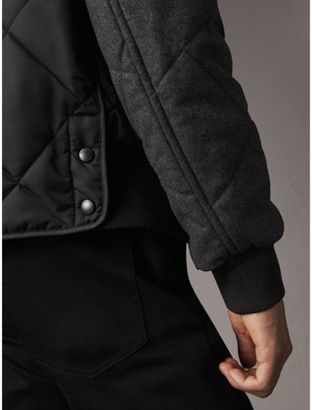 Burberry Packaway Hood Wool-sleeve Quilted Bomber Jacket