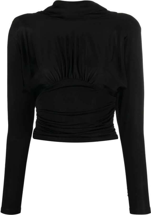 Saint Laurent Cropped Cowl-Back Top
