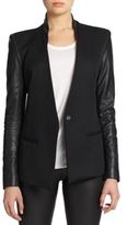 Thumbnail for your product : Helmut Lang Crux Leather-Sleeved Wool Blazer