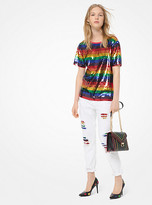 Thumbnail for your product : Michael Kors Rainbow Sequined Cotton-Jersey T-Shirt