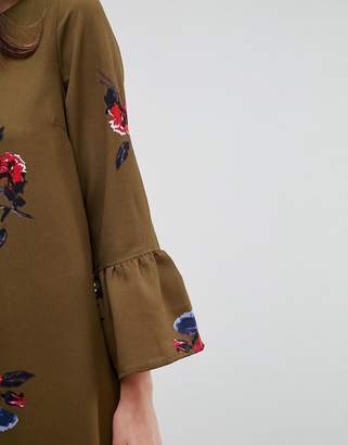 Vero Moda Floral Dress With Fluted Sleeve