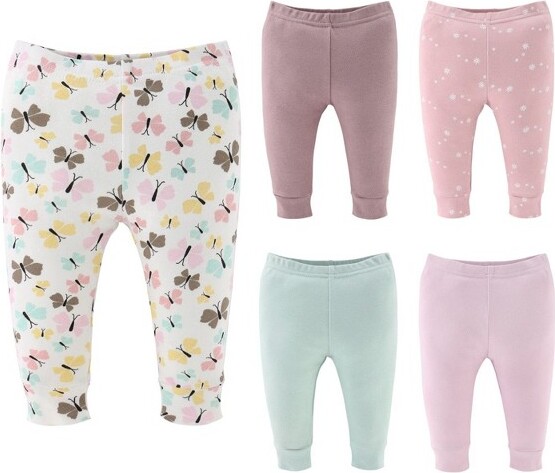 The Peanut Shell ThePeanutshellButterflyKissesBabyGirlPants,5-PackSet,Multicolored,18-24Months