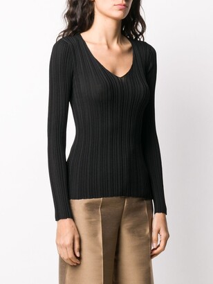 Nude Cut-Out Ribbed Pullover