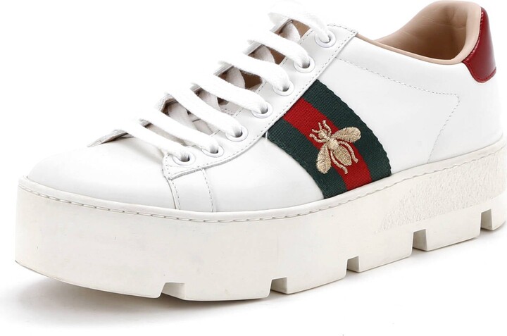 Gucci Women's Ace Web Platform Sneakers Leather