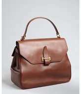 Thumbnail for your product : Tom Ford brown leather top handle flap satchel