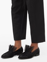 Thumbnail for your product : Midnight 00 Tulle-covered Patent-leather Loafers - Black