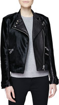 Thumbnail for your product : Burberry Leather & Calf Hair Moto Jacket