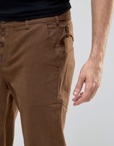 Thumbnail for your product : ASOS Straight Pants With Button Fly In Dark Brown