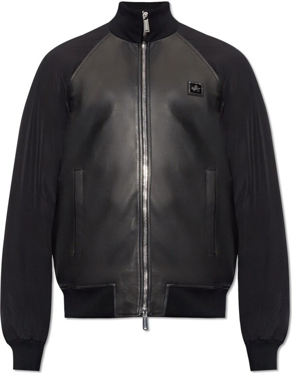 DSQUARED2 Logo Patch Leather Jacket