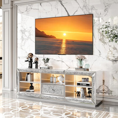 Mercer41 Silver Mirrored TV Stand
