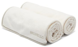 Brunello Cucinelli Set Of Two Logo-embroidered Cotton Hand Towels - White Multi