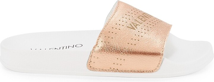 Valentino by Mario Valentino Sibilla Perforated Leather Slides - ShopStyle
