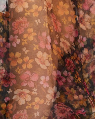Topshop Floral Organza Midi Dress