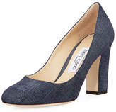 Thumbnail for your product : Jimmy Choo Billie Denim-Print Leather Pump, Blue
