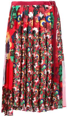 Sacai asymmetric floral pleated skirt