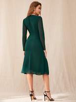 Thumbnail for your product : Shein Surplice Neck Split Hem Belted Chiffon Dress