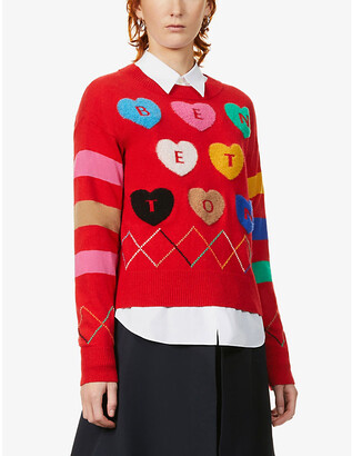 Benetton Heart intarsia knitted jumper