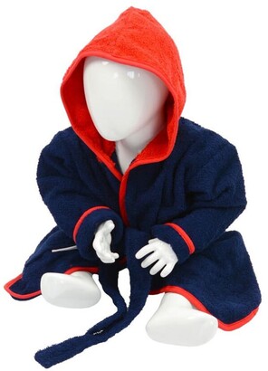 A&R Towels A&R Towels Baby/Toddler Babiezz Hooded Bathrobe (French Navy/Fire Red) (24/36 Months)