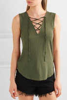 Thumbnail for your product : Splendid Lace-up Micro Modal And Stretch Supima Cotton-blend Jersey Top - Army green