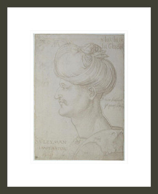 1000Museums Head of Suleyman the Magnificent (1494-1566) by Albrecht Dürer -Framed Giclee Print