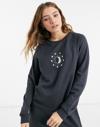 Wednesday's Girl oversized sweatshirt dress with celestial print
