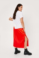 Thumbnail for your product : Nasty Gal Womens Plus Size Split Front Satin Midi Skirt - Black - 22