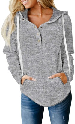 DOKOTOO Womens Casual Long Sleeve Stand Collar Sweatshirt 1/4 Zip Pullover with Pockets