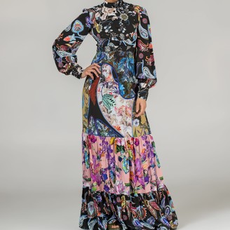 Sika'a Renaissance Paisley Floral-Print Gown