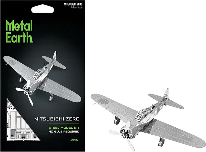 Metal Earth Model Kit Mitsubishi Zero Fighter Aircraft "Imperial Japanese Navy Air Service" (Moderate Difficulty) Steel Model