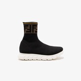 Thumbnail for your product : Fendi Kids Teen Black FF Motif Sock Sneakers - Kids - Leather/Fabric/Rubber
