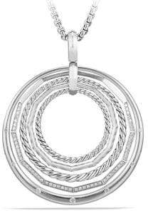 David Yurman Stax Sterling Silver Pendant Necklace with Diamonds