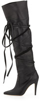 Thumbnail for your product : Manolo Blahnik Cavaba Wrapped Leather Over-the-Knee Boot, Black