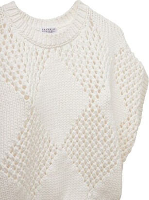 Brunello Cucinelli Loose knit cotton argyle sweater