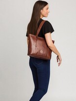 Thumbnail for your product : Pure Luxuries London Pimm Leather Zip Top Tote Bag - Cognac