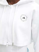 Thumbnail for your product : adidas by Stella McCartney Cropped Organic Cotton-blend Hooded Sweatshirt - White
