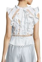 Thumbnail for your product : Zimmermann Winsome Cotton Lace Inset Ruffle Blouse